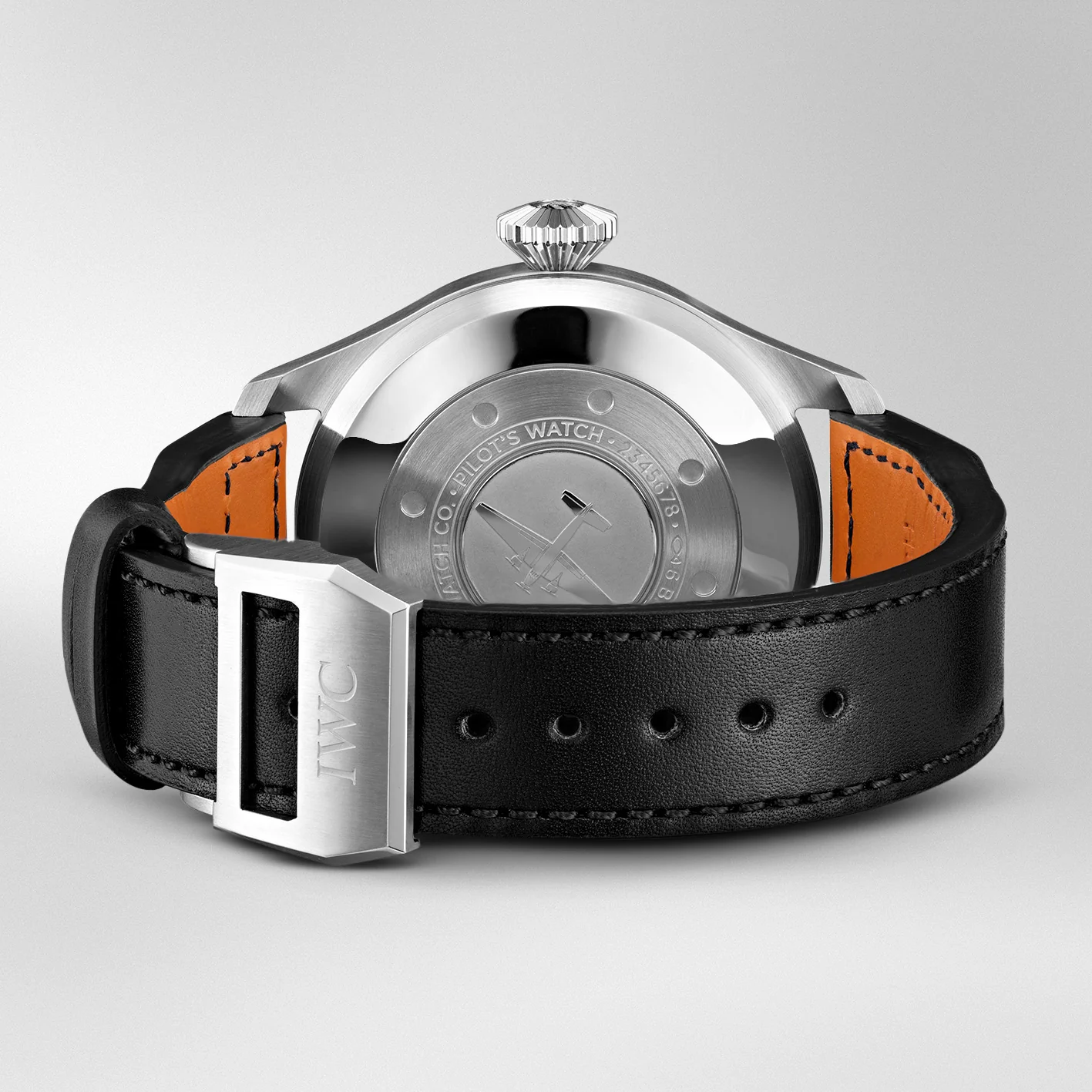 Big Pilot's 46mm Black Dial Mens Leather Strap Watch - Image 4