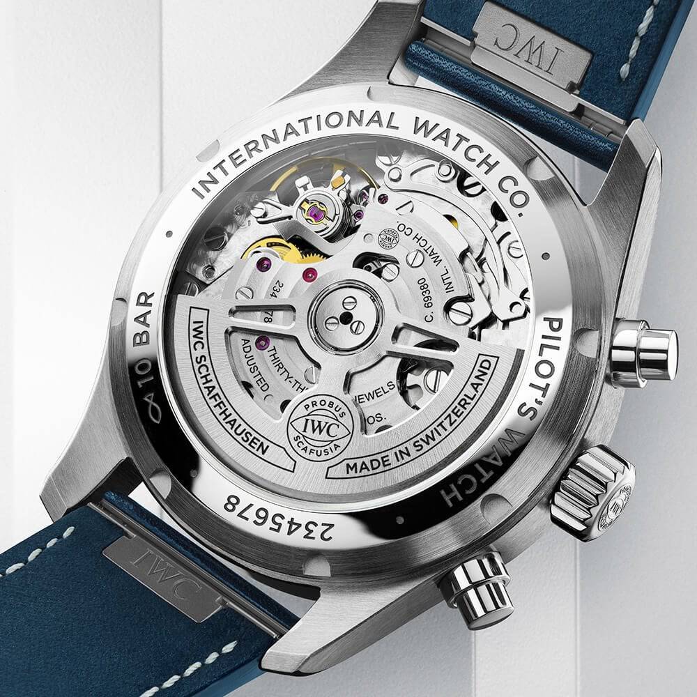 Pilot's 41mm Blue Dial Chronograph Leather Strap Watch - Image 4