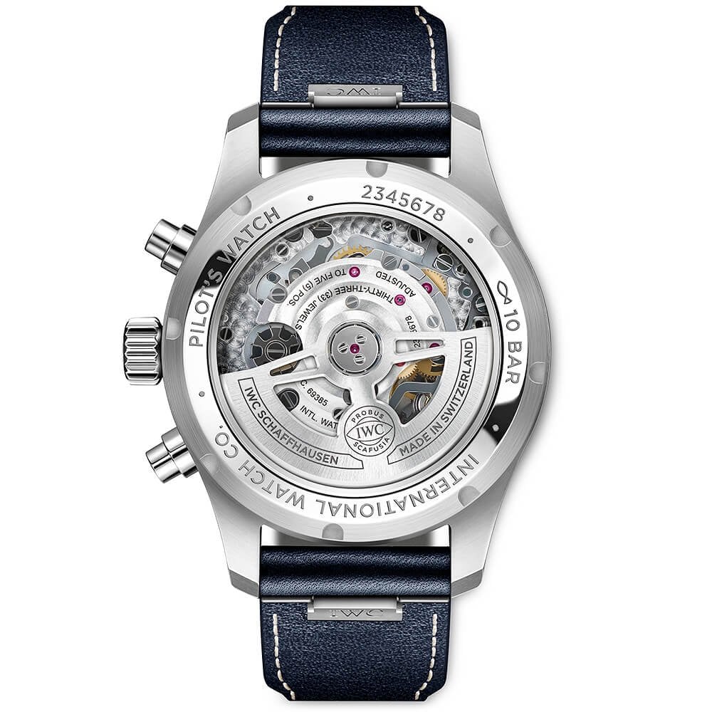 Pilot's 41mm Blue Dial Chronograph Leather Strap Watch - Image 5