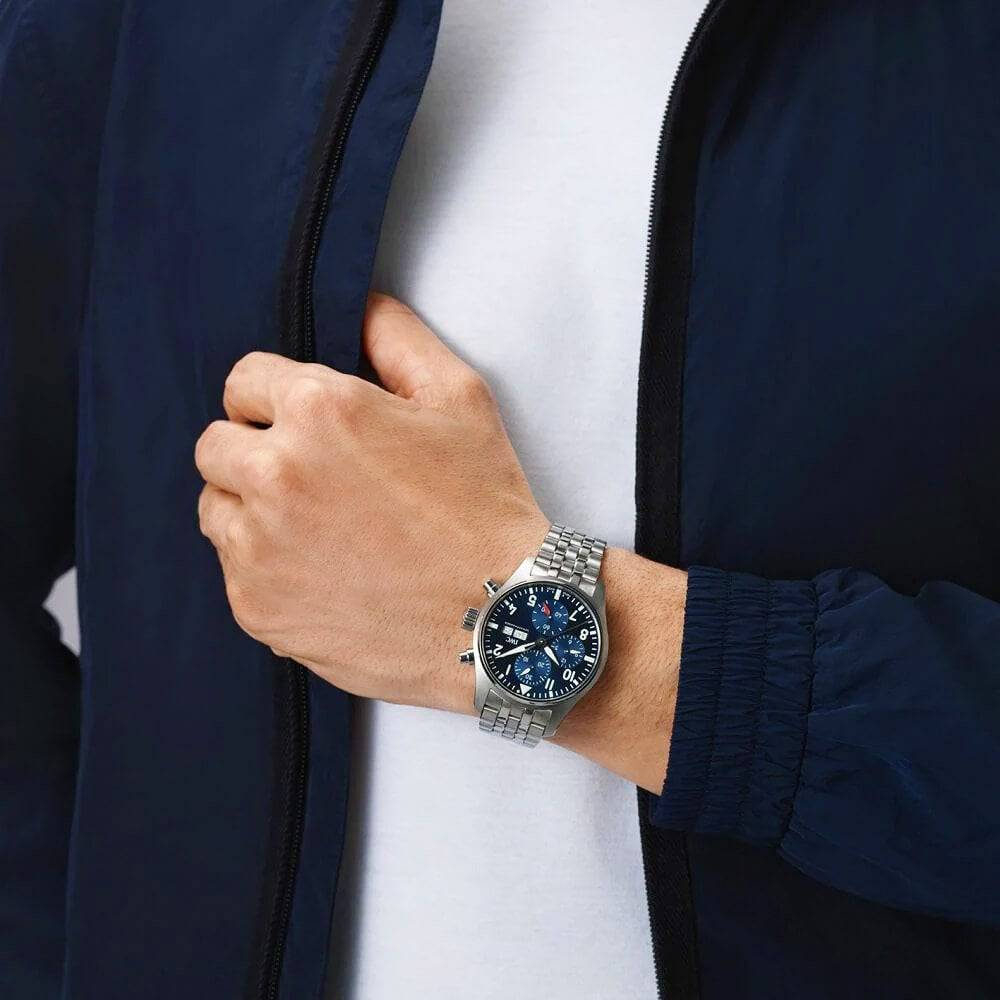 Pilot's 41mm Blue Dial Chronograph Men's Bracelet Watch - Image 7