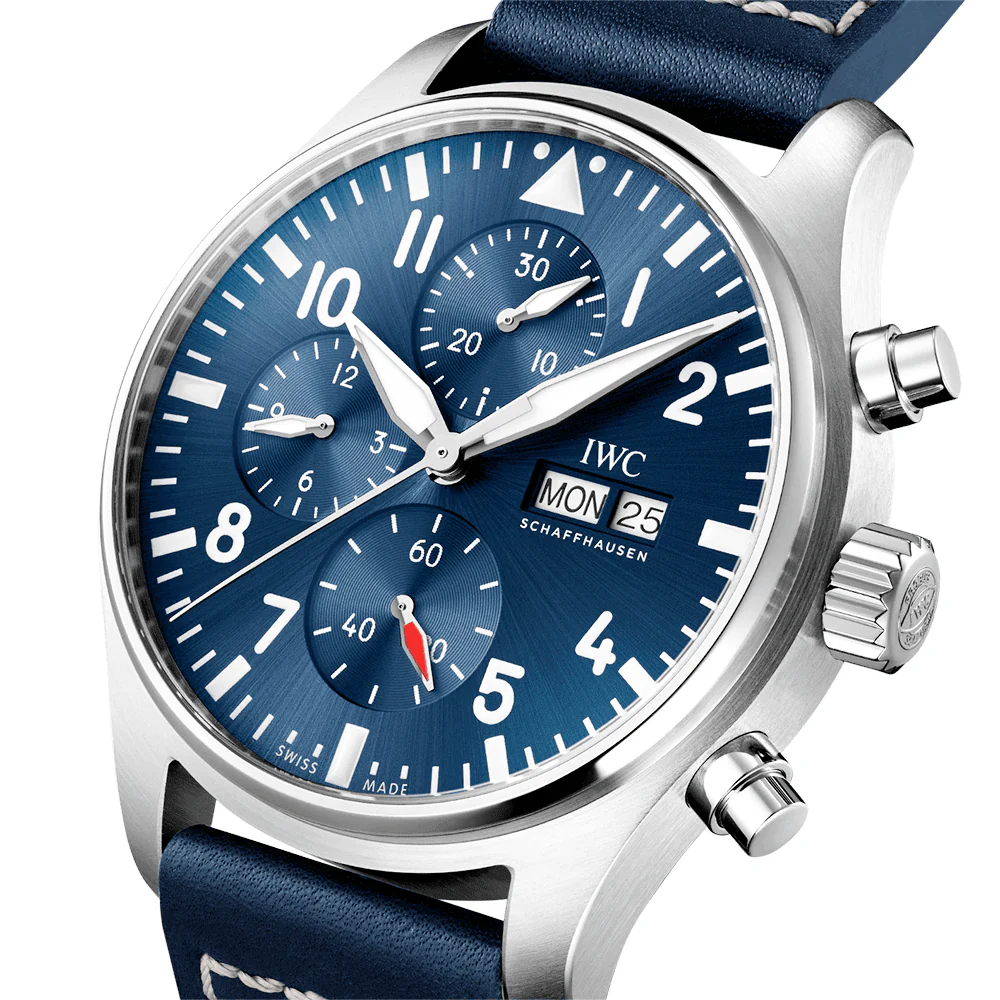 Pilot's 43mm Blue Dial Chronograph Leather Strap Watch - Image 2