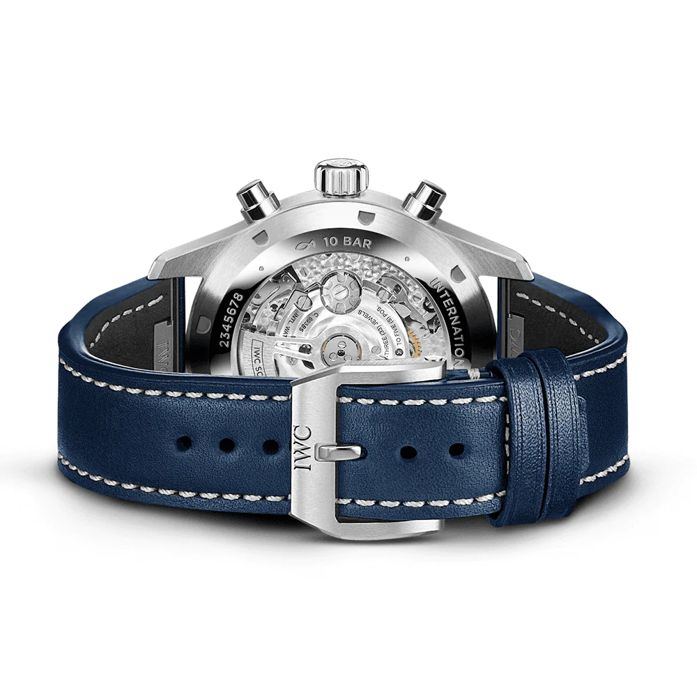 Pilot's 43mm Blue Dial Chronograph Leather Strap Watch - Image 3