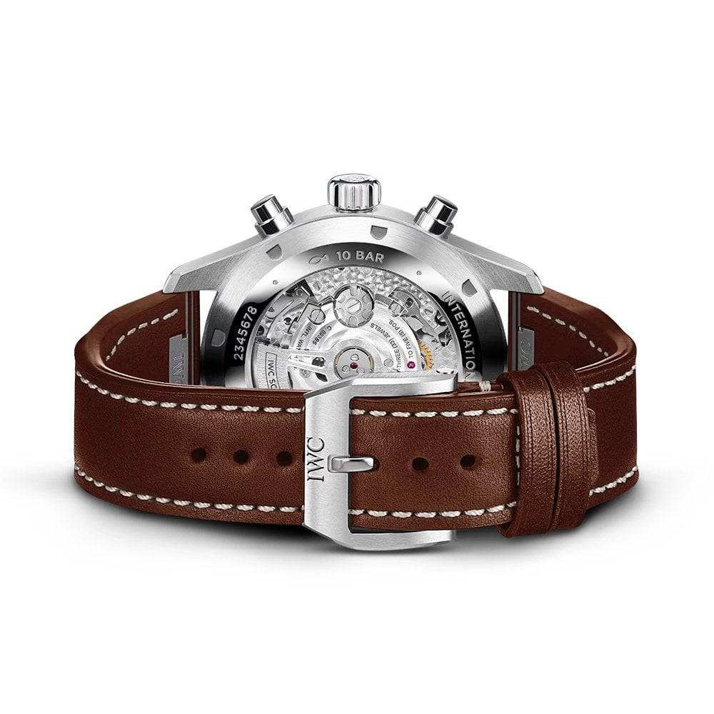 Pilot's 43mm Green Dial Chronograph Leather Strap Watch - Image 3