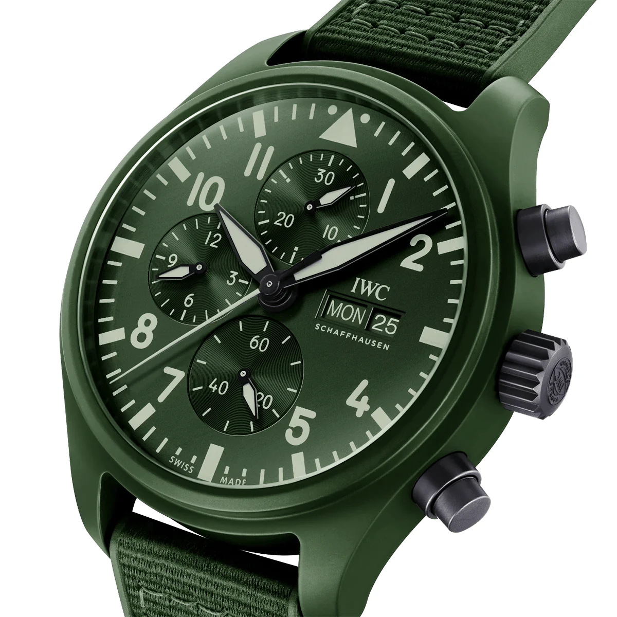 Pilot's Top Gun 'Woodland' 44.5mm Green Ceramic Chronograph Watch - Image 2
