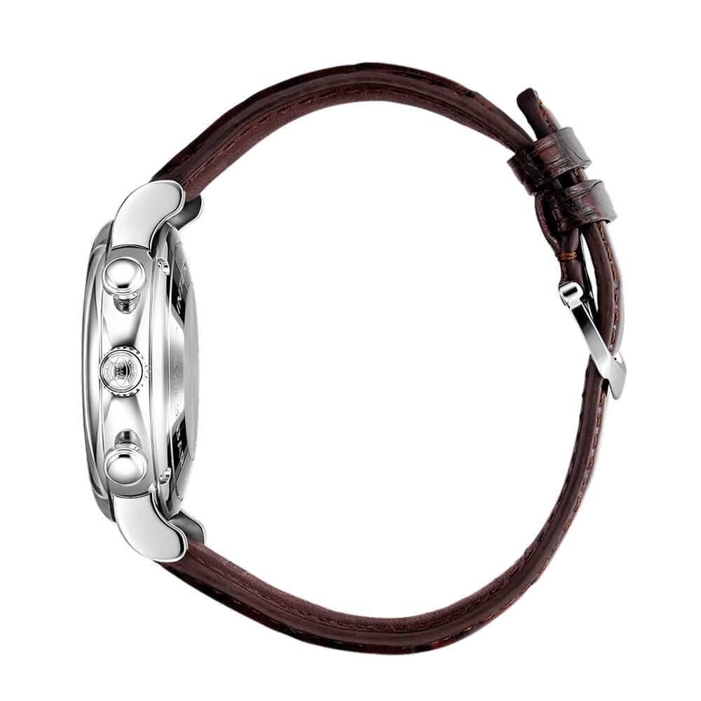 Portofino 39mm Black/Rose Dial Chronograph Leather Strap Watch - Image 4