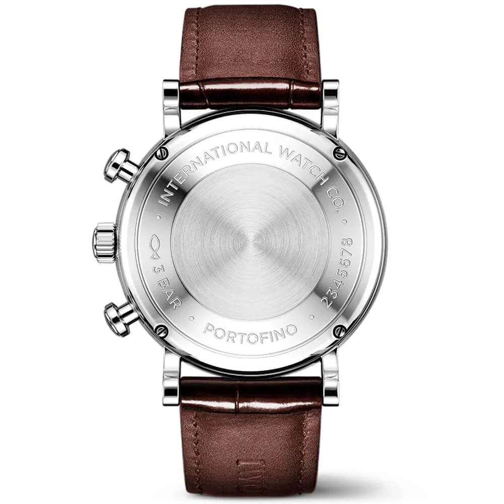Portofino 39mm Black/Rose Dial Chronograph Leather Strap Watch - Image 5