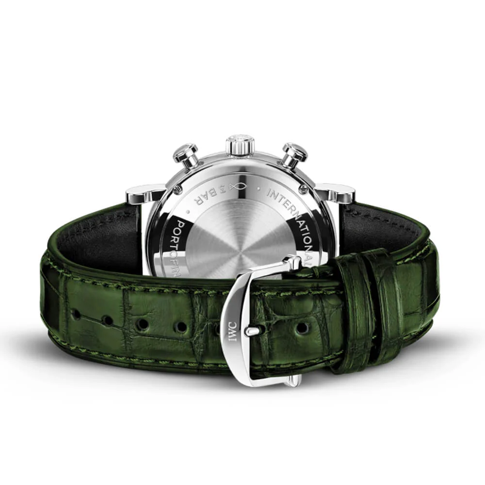 Portofino 39mm Green Dial Chronograph Leather Strap Watch - Image 3