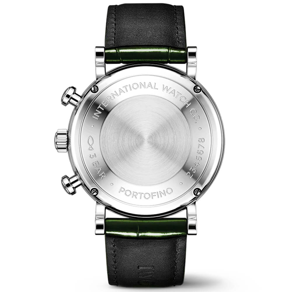 Portofino 39mm Green Dial Chronograph Leather Strap Watch - Image 4