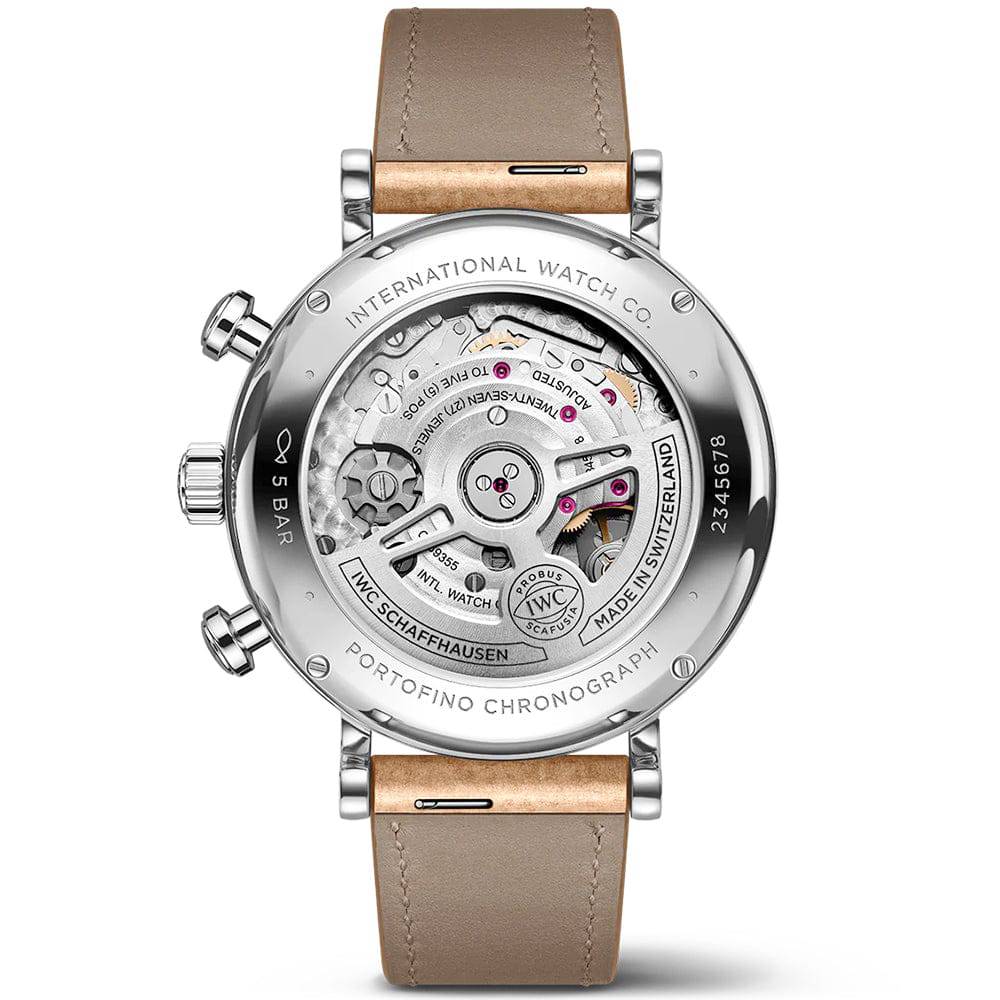 Portofino 39mm Silver Dial Chronograph Leather Strap Watch - Image 3