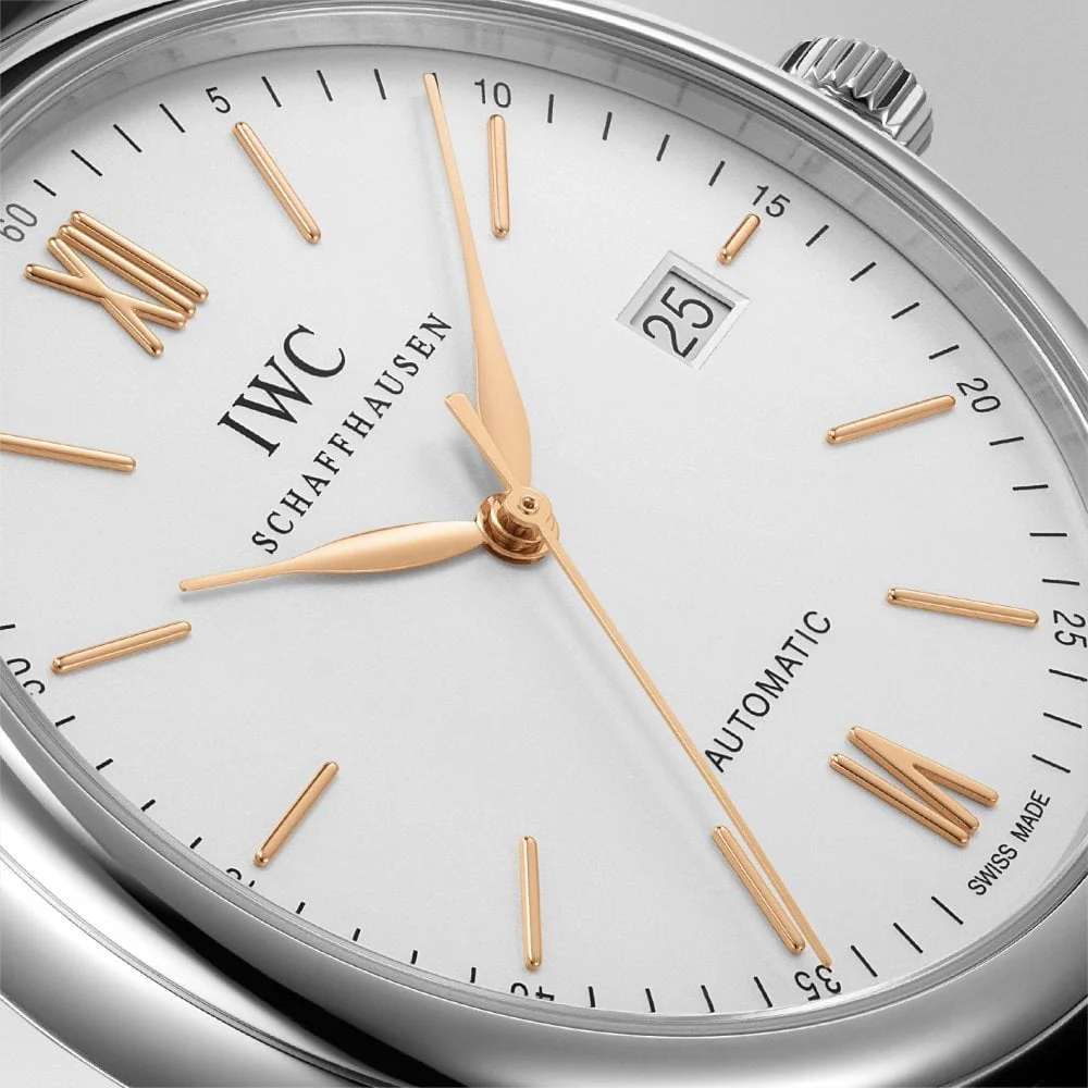 Portofino 40mm Silver/Rose Dial Men's Leather Strap Watch - Image 3