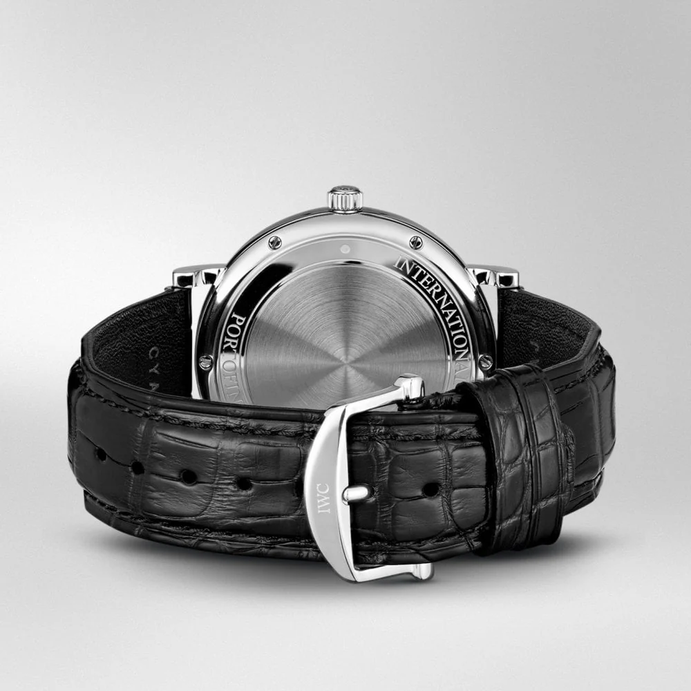 Portofino 40mm Silver/Rose Dial Men's Leather Strap Watch - Image 6