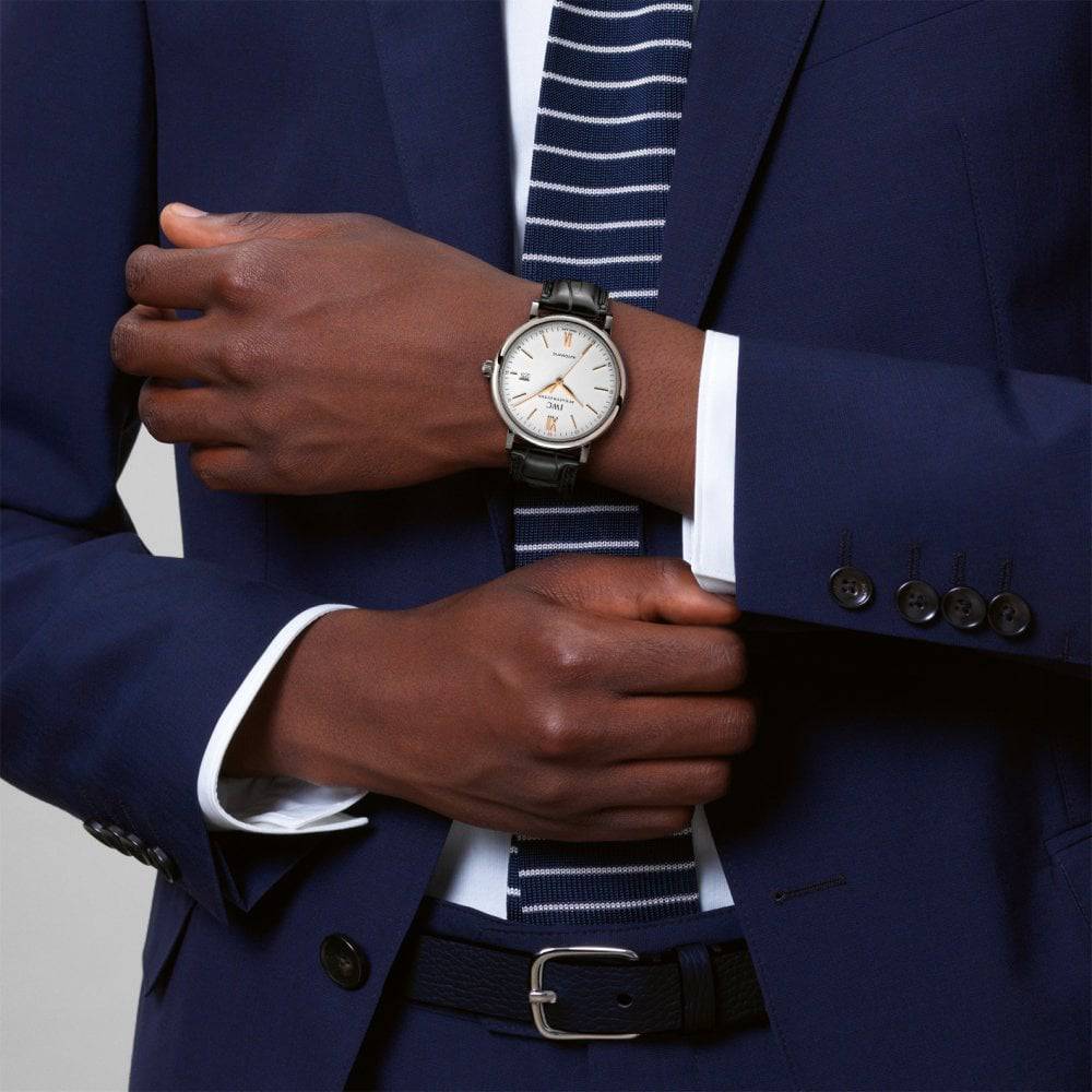 Portofino 40mm Silver/Rose Dial Men's Leather Strap Watch - Image 8