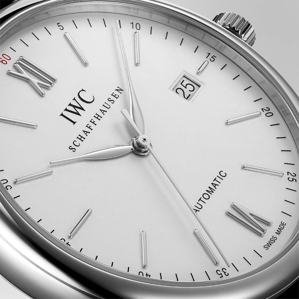 Portofino 40mm Silver Dial Men's Leather Strap Watch - Image 3