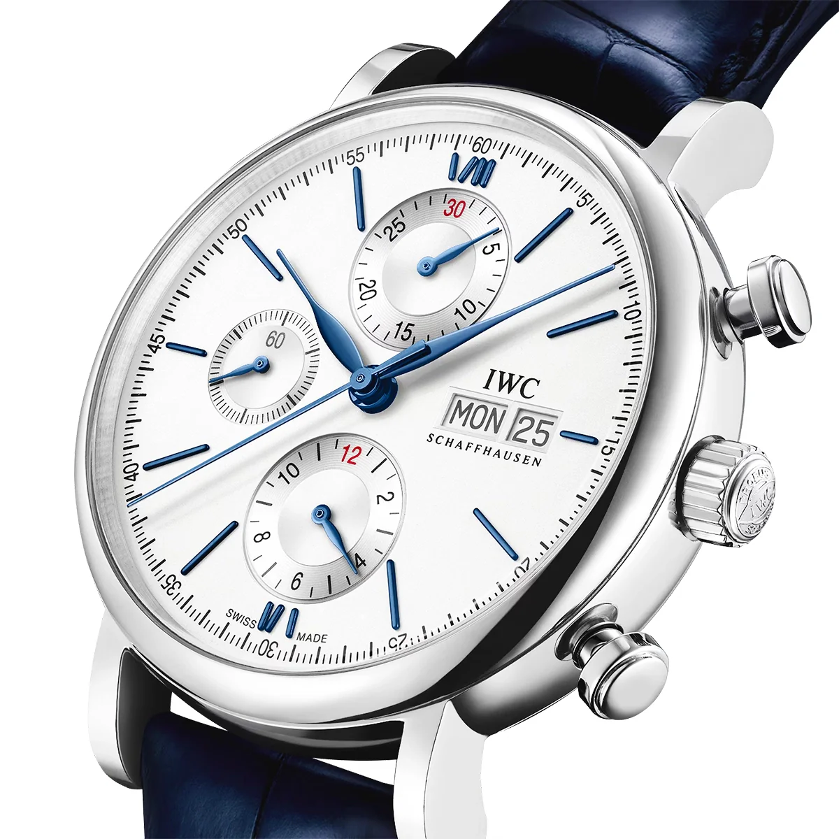 Portofino 42mm White/Blue Dial Men's Chronograph Strap Watch - Image 2