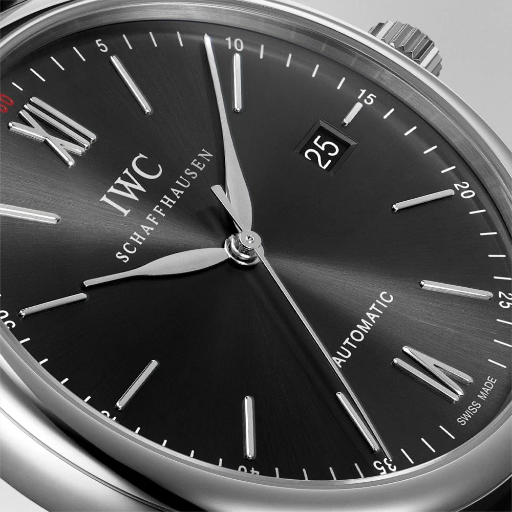 Portofino 40mm Black Sunray Dial Leather Strap Watch - Image 3