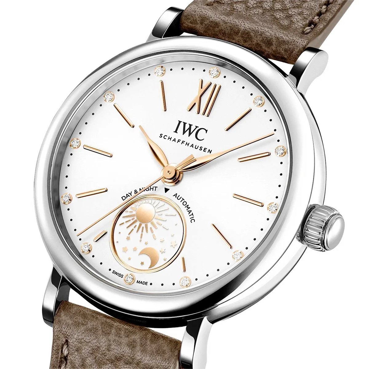 Portofino Day & Night 34mm Silver Diamond Dial Ladies Watch - Image 2