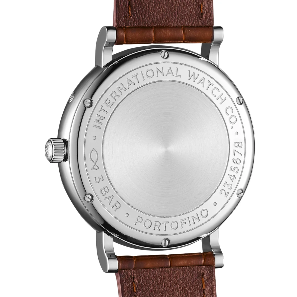 Portofino Moonphase 40mm Silver/Rose Dial Leather Strap Watch - Image 3