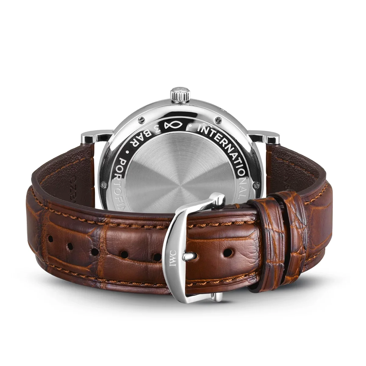 Portofino Moonphase 40mm Silver/Rose Dial Leather Strap Watch - Image 4