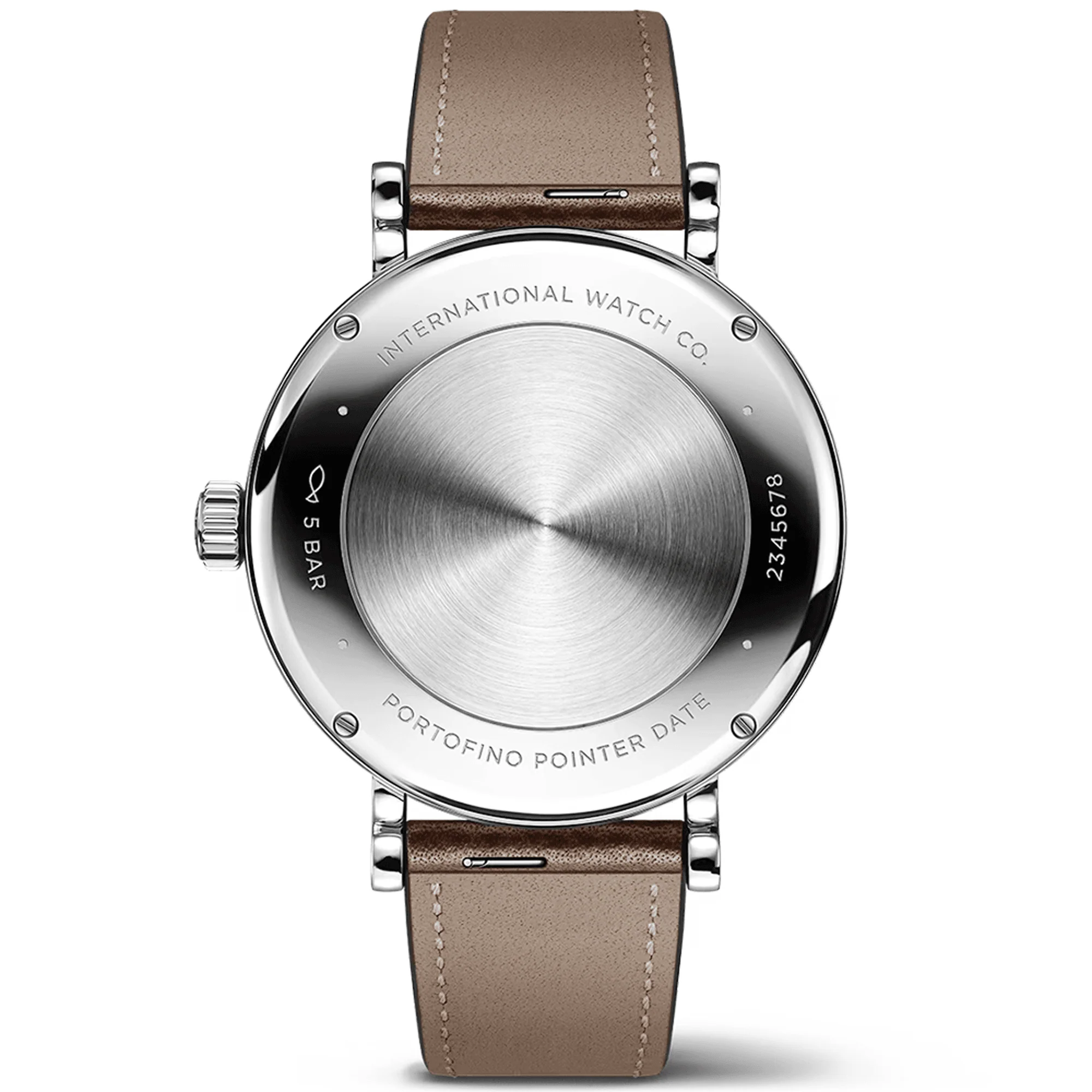 Portofino Pointer Date 39mm Silver/Rose Dial Leather Strap Watch - Image 4