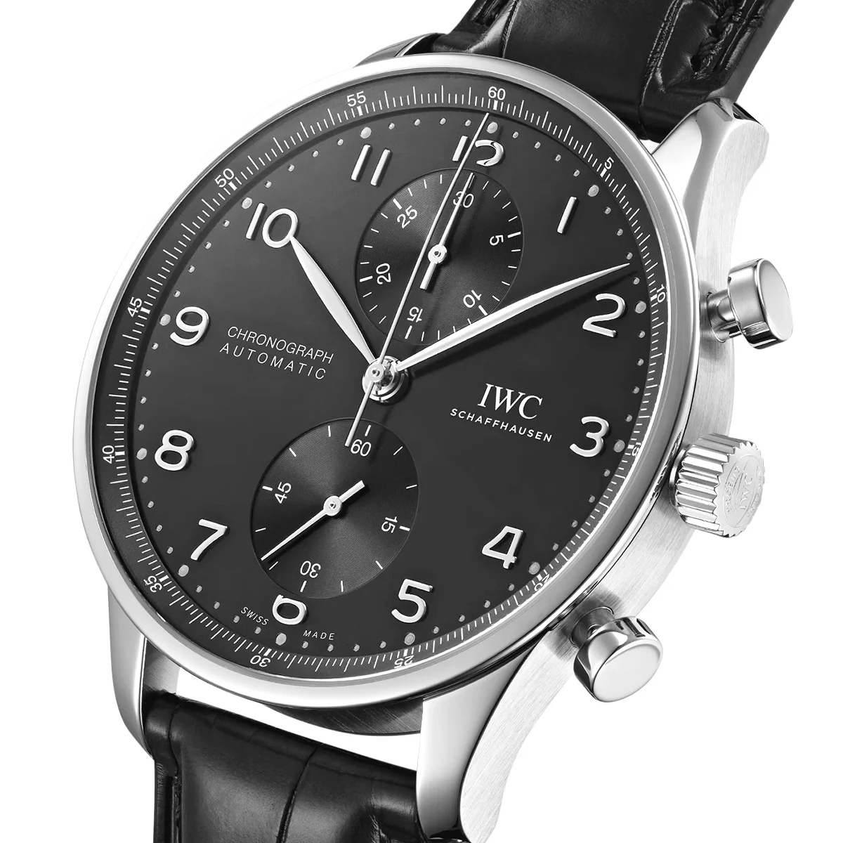 Portugieser 41mm Black Dial Men's Chronograph Strap Watch - Image 2