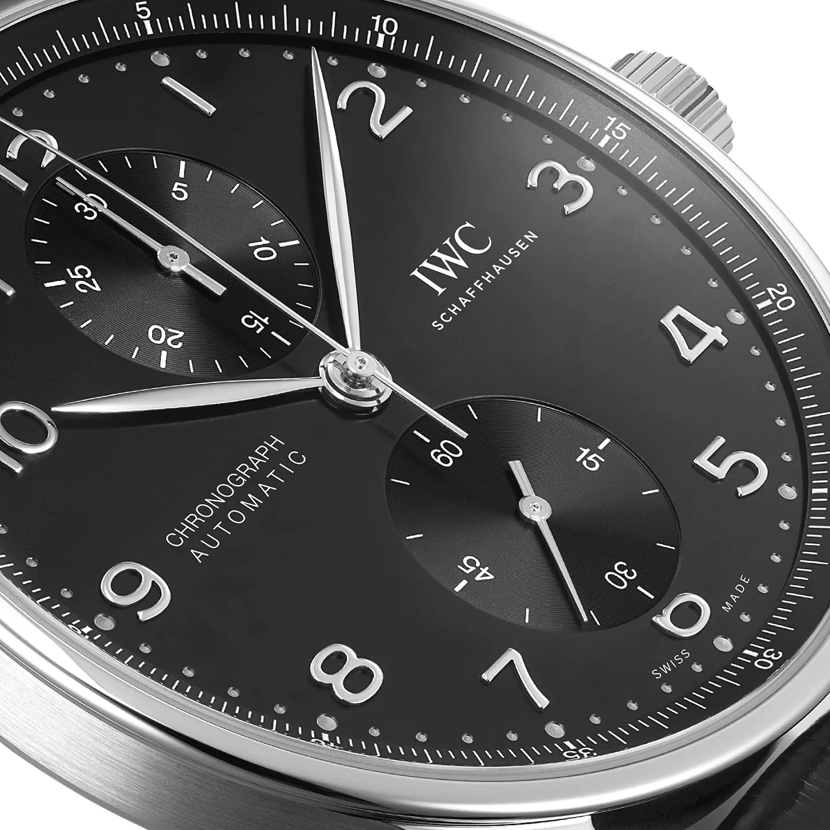 Portugieser 41mm Black Dial Men's Chronograph Strap Watch - Image 3