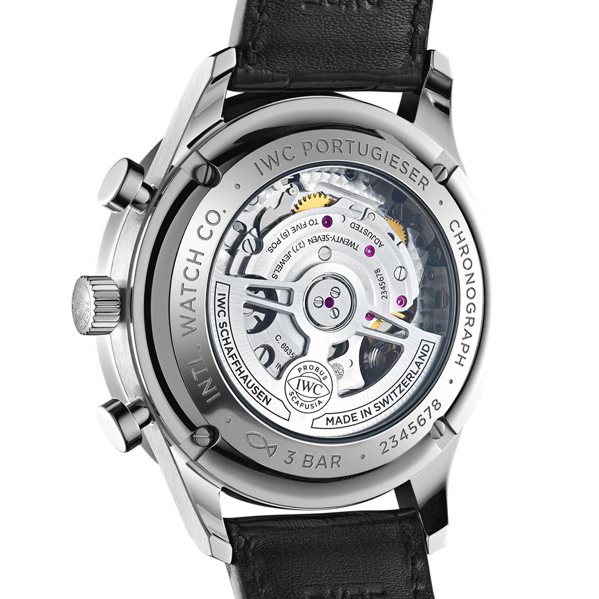 Portugieser 41mm Black Dial Men's Chronograph Strap Watch - Image 5
