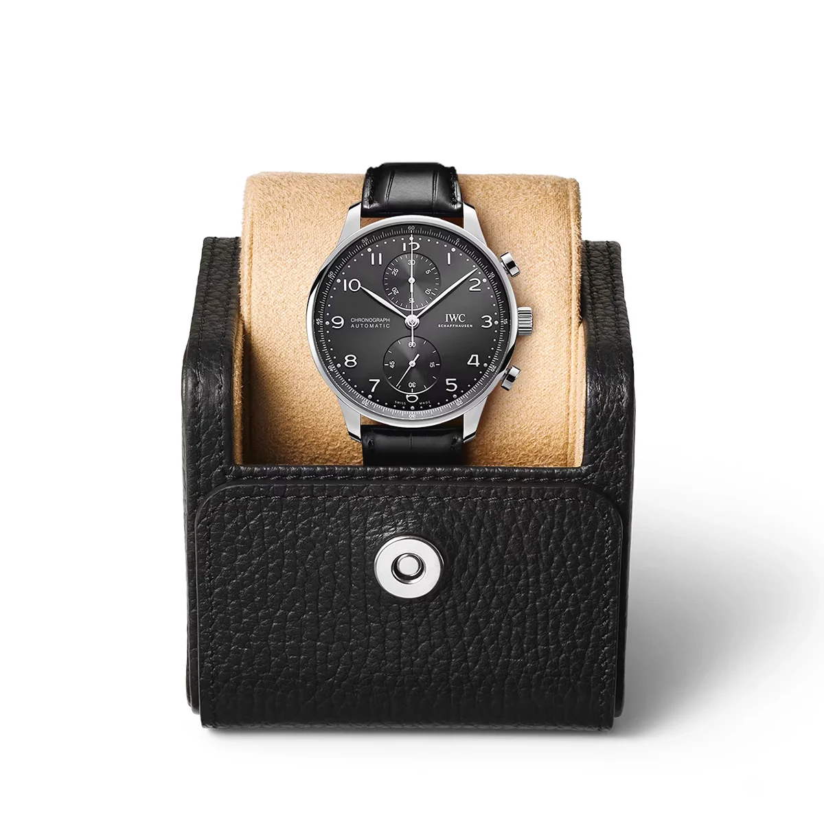 Portugieser 41mm Black Dial Men's Chronograph Strap Watch - Image 6