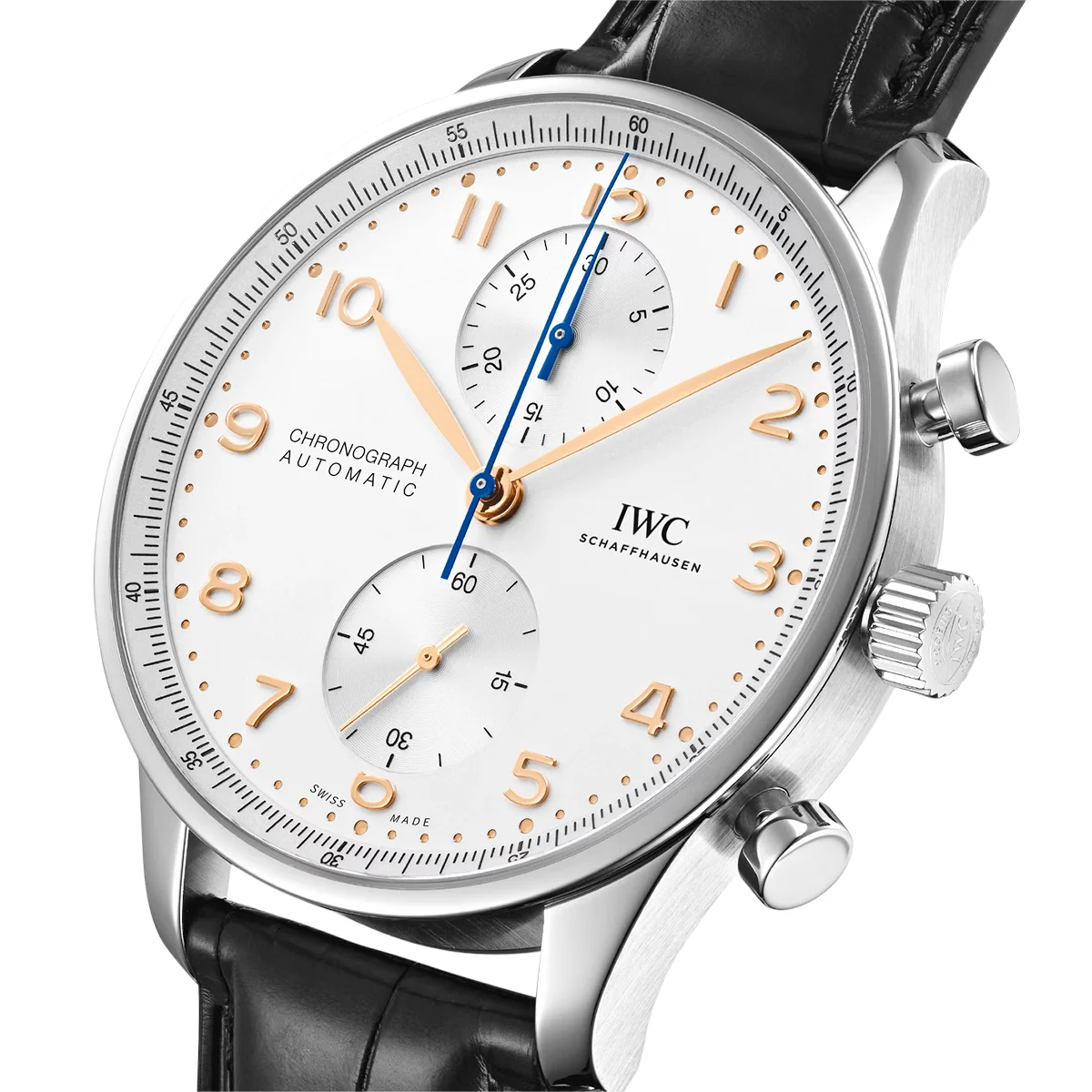 Portugieser 41mm Silver/Rose Dial Men's Chronograph Strap Watch - Image 2