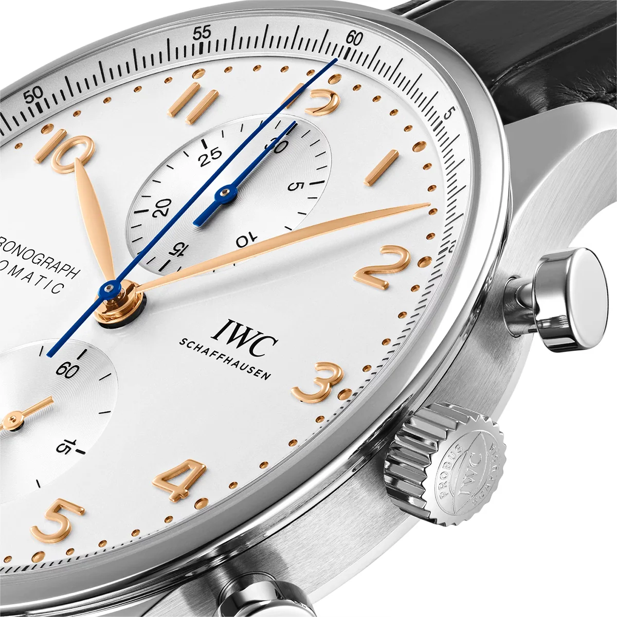 Portugieser 41mm Silver/Rose Dial Men's Chronograph Strap Watch - Image 4