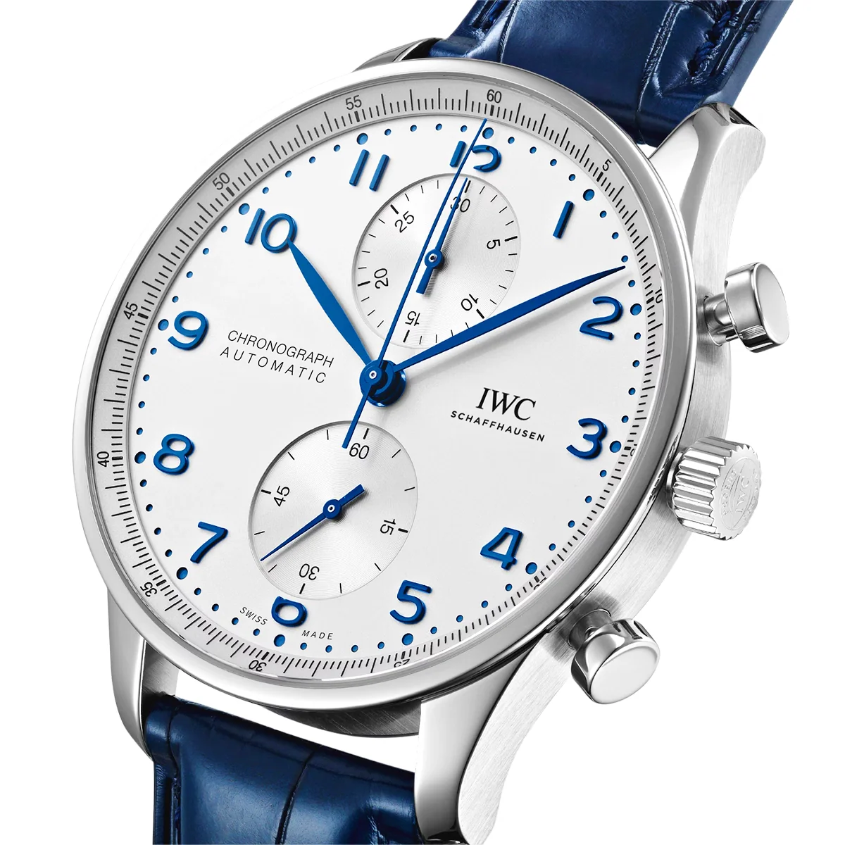Portugieser 41mm Silver/Blue Dial Men's Chronograph Strap Watch - Image 2