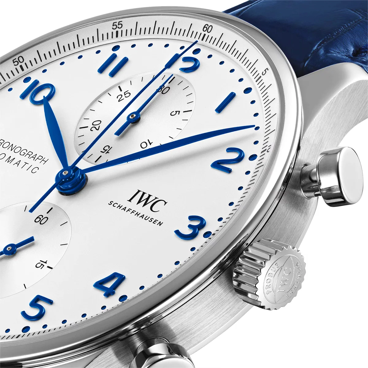 Portugieser 41mm Silver/Blue Dial Men's Chronograph Strap Watch - Image 3