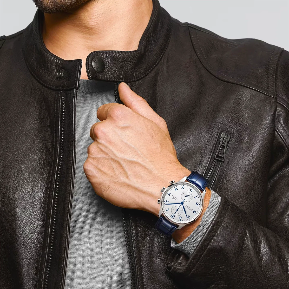 Portugieser 41mm Silver/Blue Dial Men's Chronograph Strap Watch - Image 7