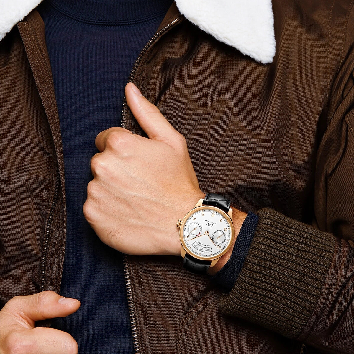 Portugieser Annual Calendar 44mm 18ct Red Gold Silver Dial Strap Watch - Image 6