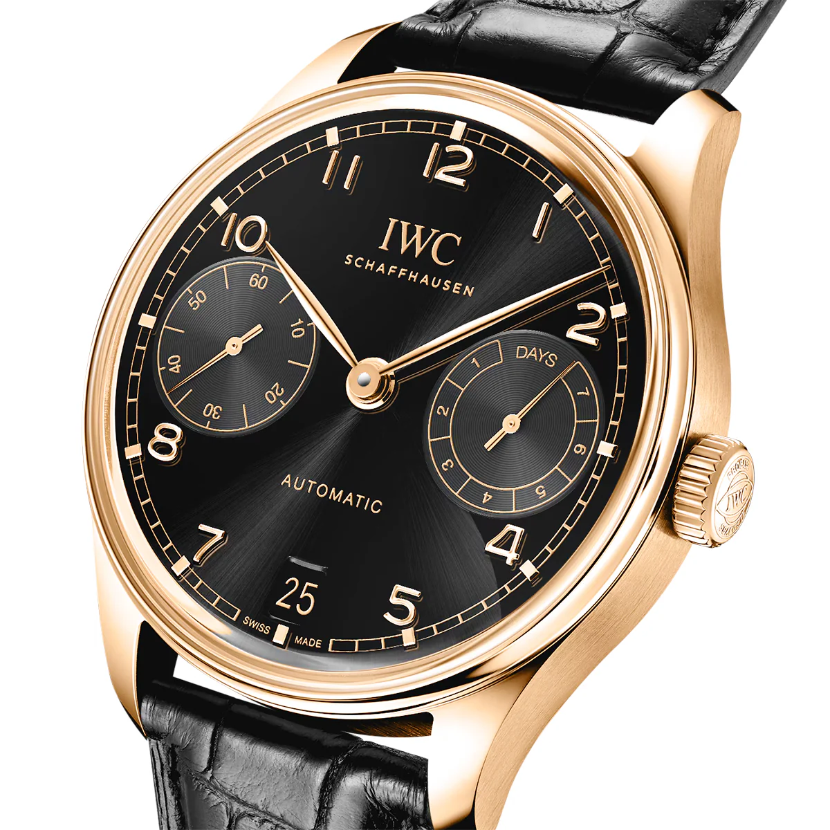 Portugieser 'Obsidian' 42mm 18ct Rose Gold Strap Watch - Image 2