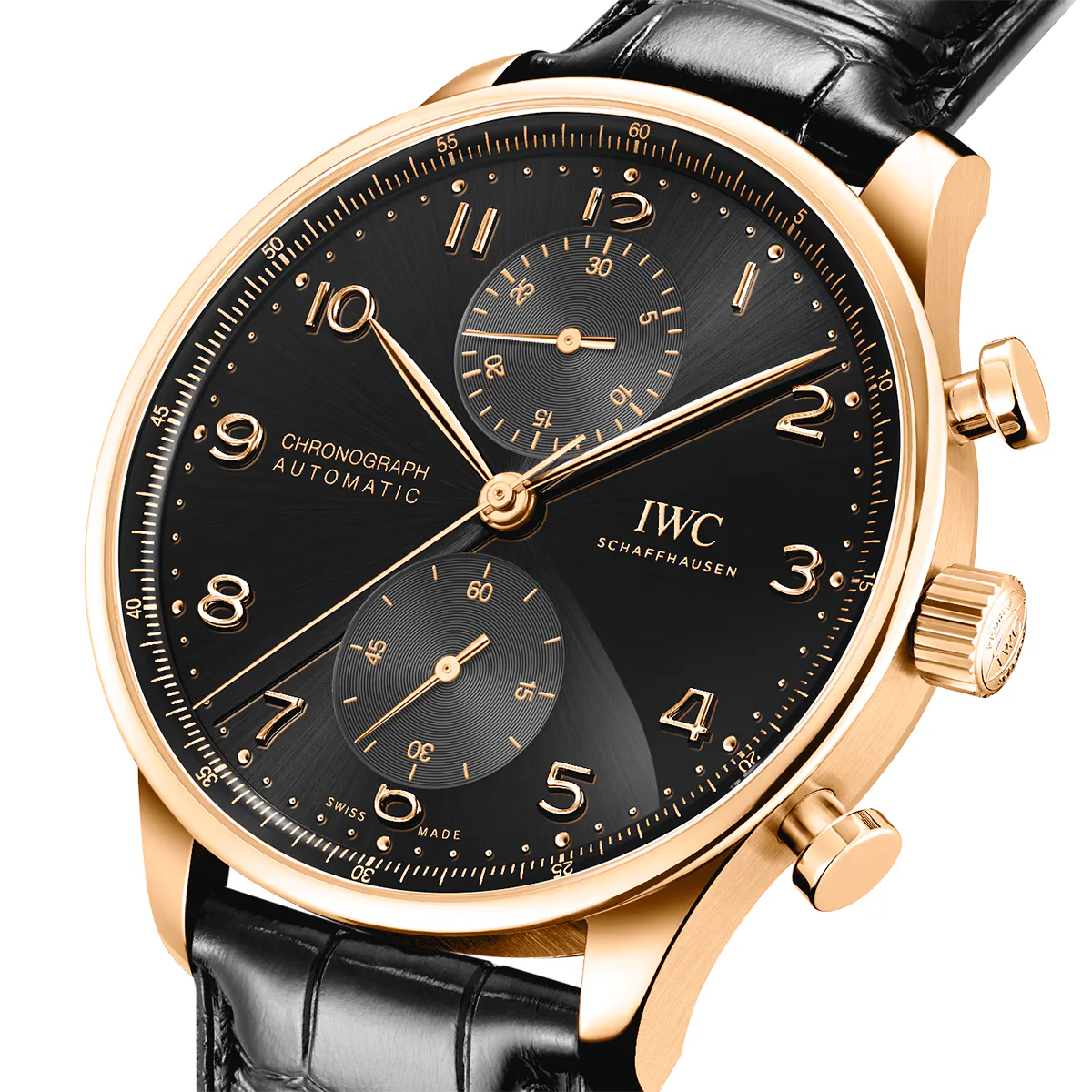 Portugieser 'Obsidian' 41mm 18ct Rose Gold Chronograph Strap Watch - Image 2