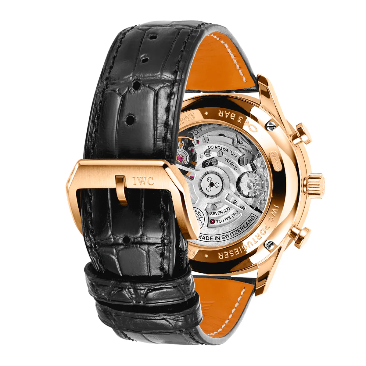 Portugieser 'Obsidian' 41mm 18ct Rose Gold Chronograph Strap Watch - Image 3