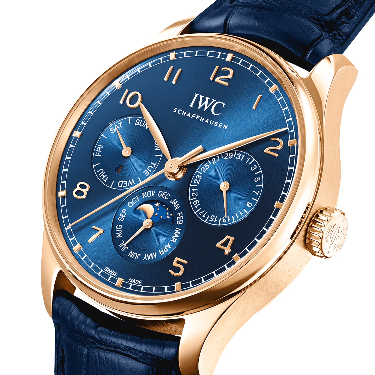 Portugieser Perpetual Calendar 42mm 18ct Rose Gold Blue Dial Watch - Image 2