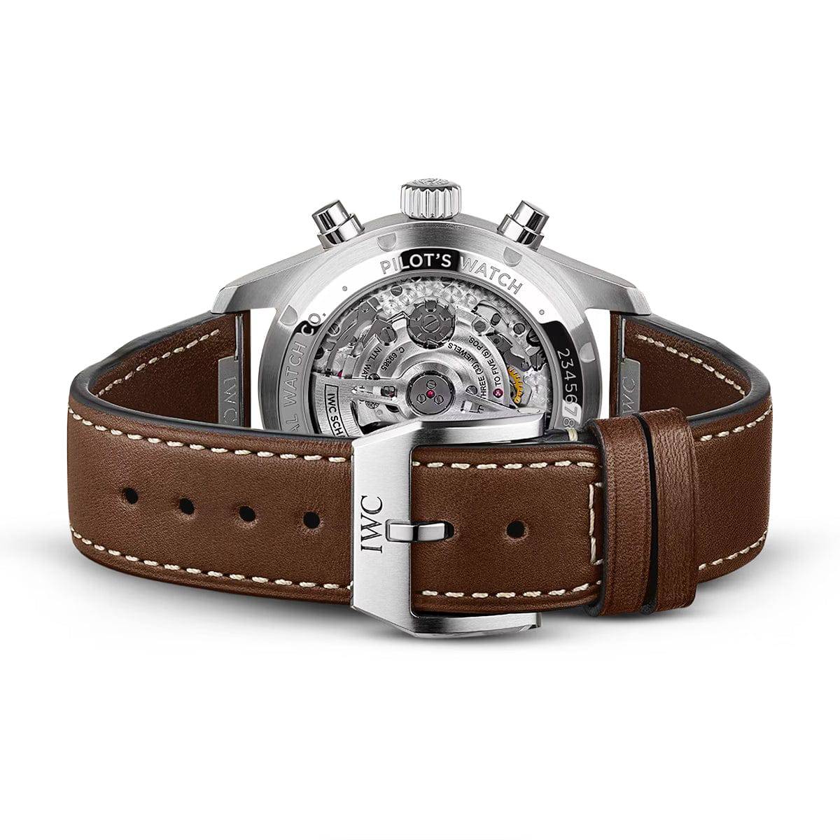 Pilot's 41mm Green Dial Chronograph Leather Strap Watch - Image 3
