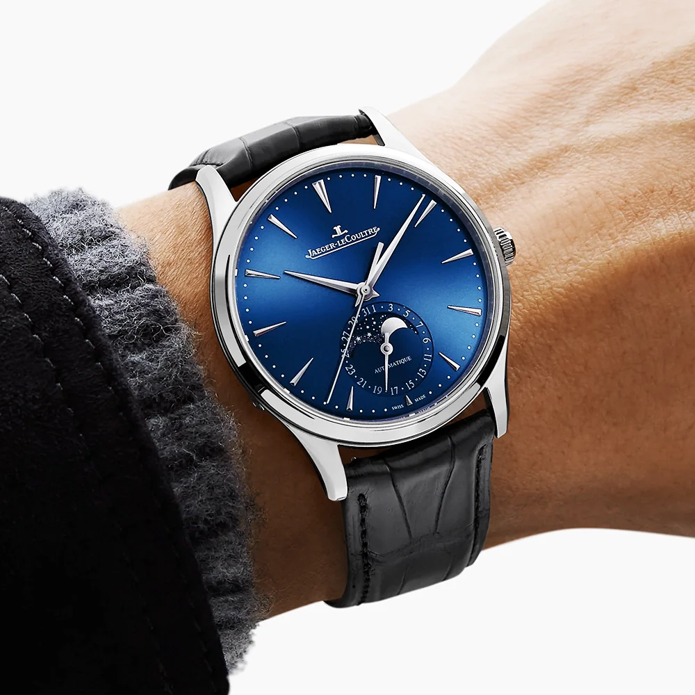 Master Ultra Thin Moon Steel Blue Dial Automatic Men's Strap Watch - Image 2