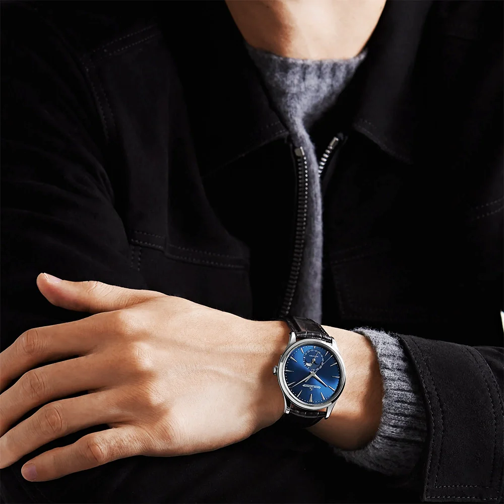 Master Ultra Thin Moon Steel Blue Dial Automatic Men's Strap Watch - Image 3