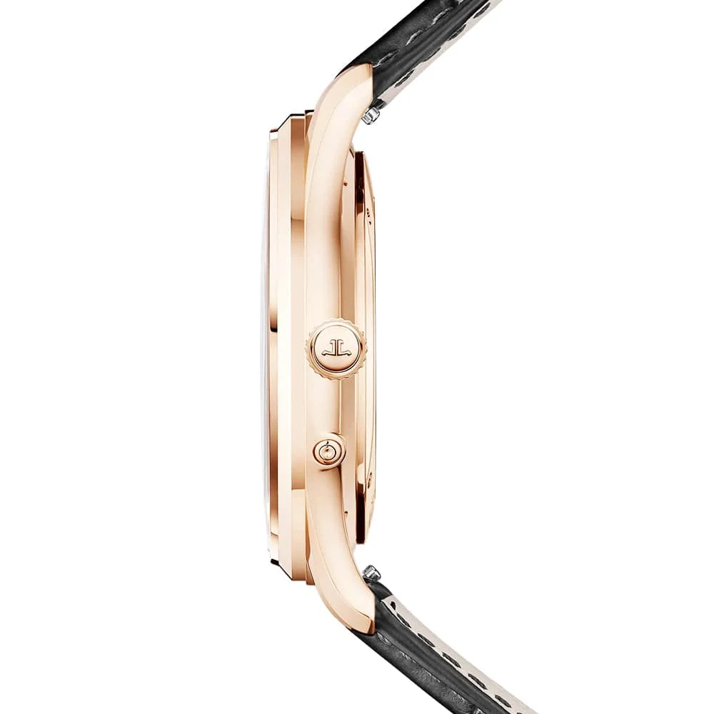 Master Ultra Thin Moon 18ct Pink Gold Beige Dial Strap Watch - Image 3