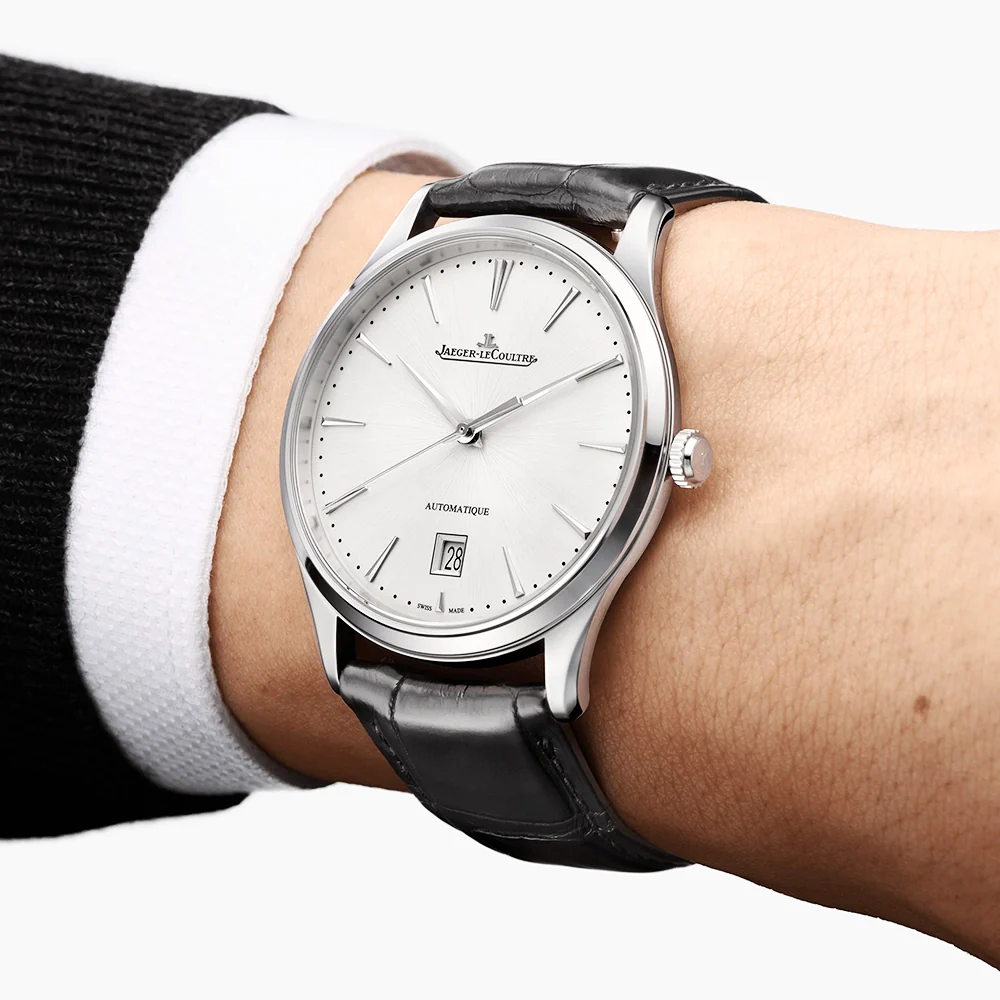 Master Ultra-Thin 39mm Silver Dial Men's Automatic Leather Strap Watch - Image 2