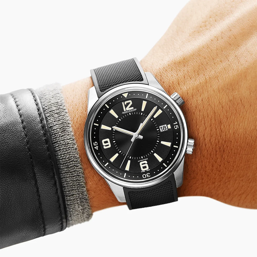 Polaris Date 42mm Black Dial Mens Rubber Strap Watch - Image 3
