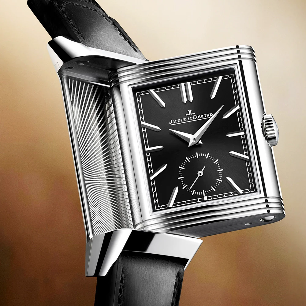 Reverso Tribute Duoface Small Seconds Black Dial Strap Watch - Image 2