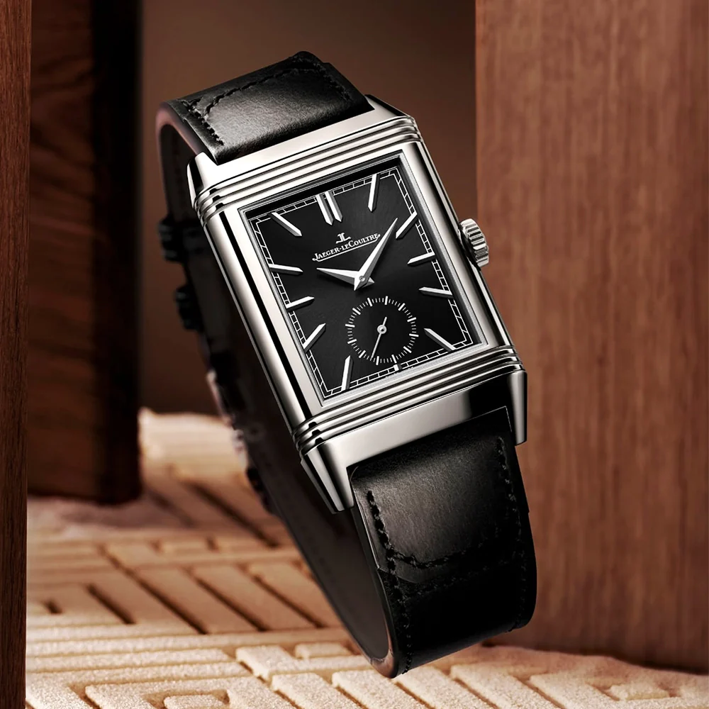 Reverso Tribute Duoface Small Seconds Black Dial Strap Watch - Image 4