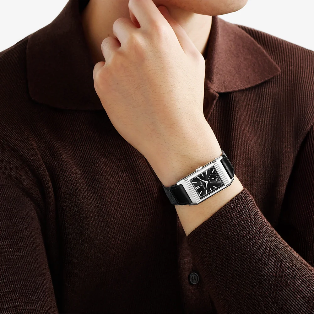 Reverso Tribute Duoface Small Seconds Black Dial Strap Watch - Image 5
