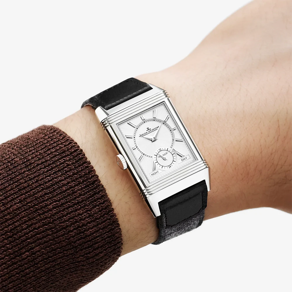 Reverso Tribute Duoface Small Seconds Black Dial Strap Watch - Image 6