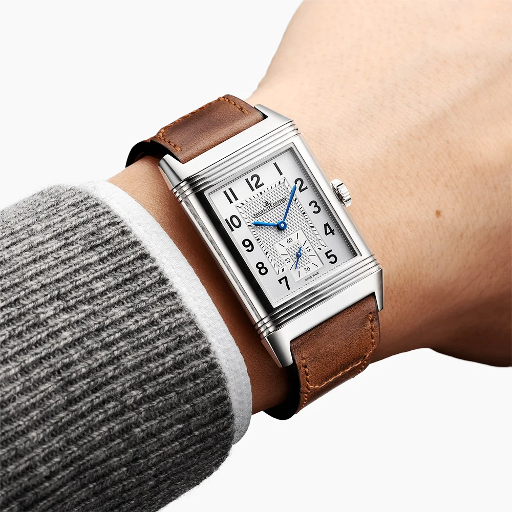 Reverso Classic Large Silver Dial & Brown Leather Strap Watch - Image 2