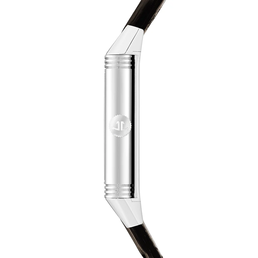 Reverso Classic Medium Silver Dial & Brown Leather Strap Watch - Image 3