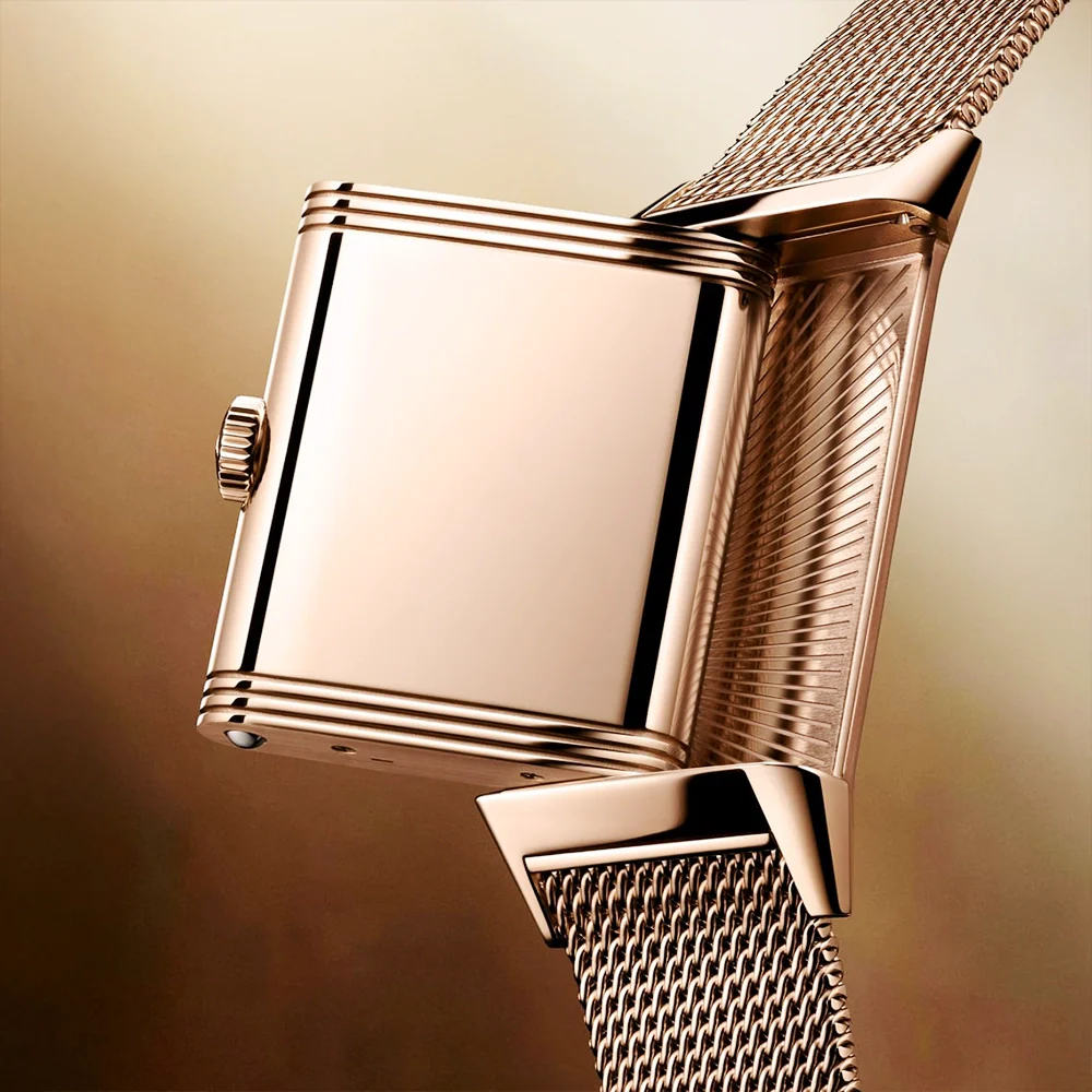 Reverso Tribute Monoface 18ct Pink Gold Milanese Bracelet Watch - Image 3